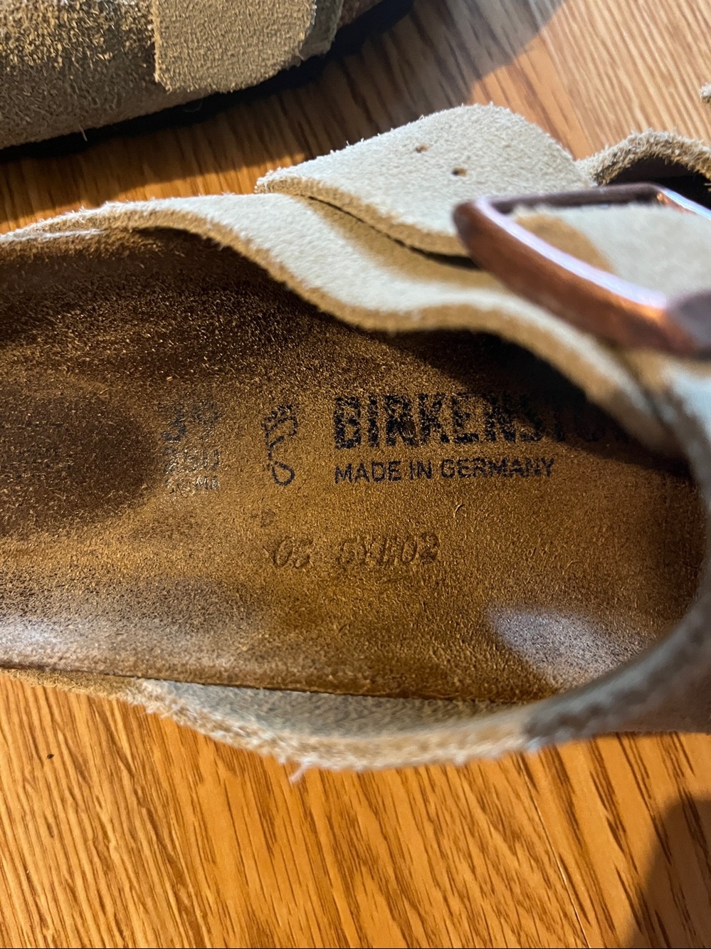 Birkenstock Suede Double-Buckle Sandals in Olive/Tan - Picture 5 of 5